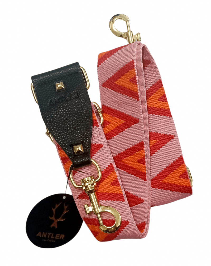 Antler Bag Strap Pink & Orange Triangles